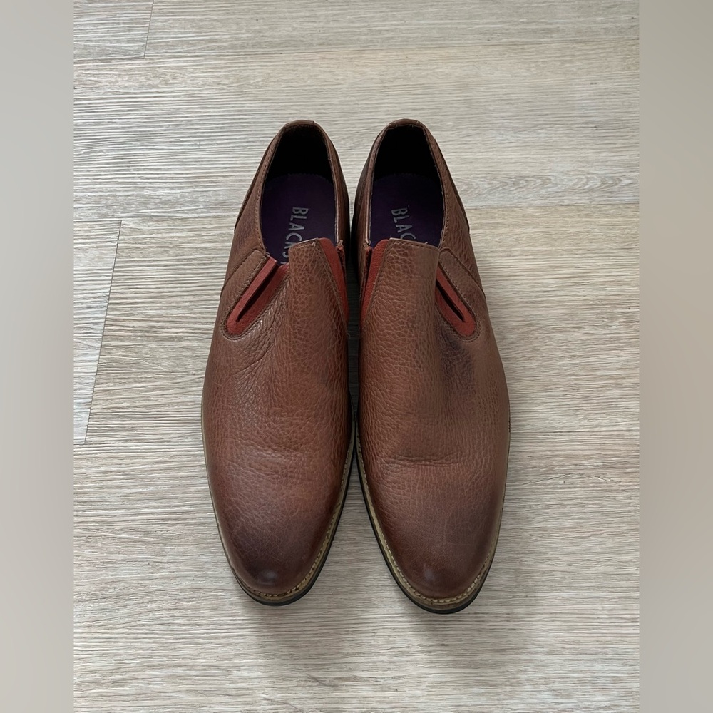 Blackstone Leather Faded Brown “Bark” Pointed Slip On Oxford Shoes